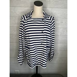 Liz Claiborne navy/white Striped  French terry knit jacket - Size XL